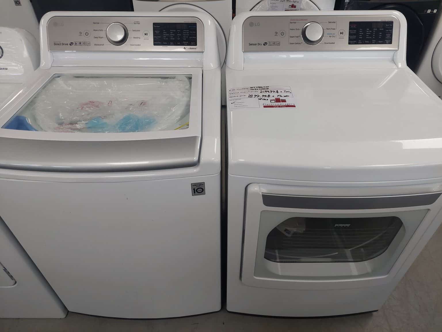 Laveuse LG modèle WT7300CW Sécheuse LG modèle DLEX7250W (1703