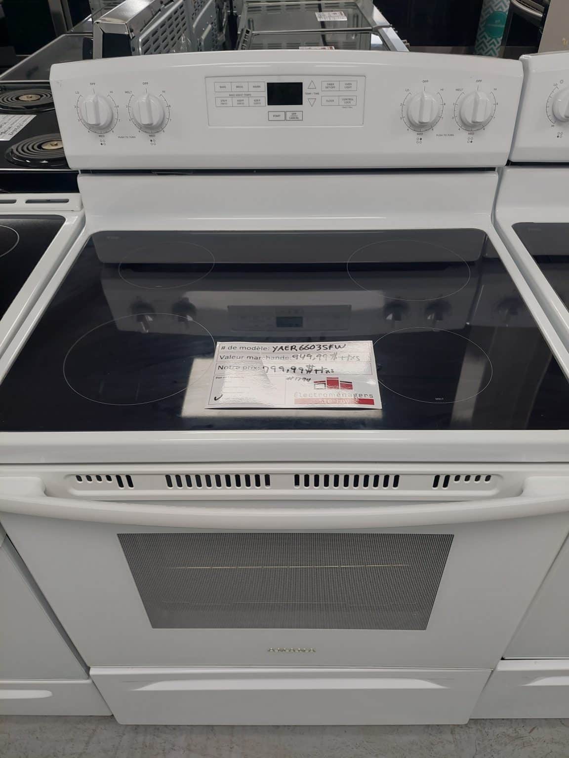 Cuisinière Amana modèle: YAER6603SFW (#1794) - Électroménagers Ste-Foy