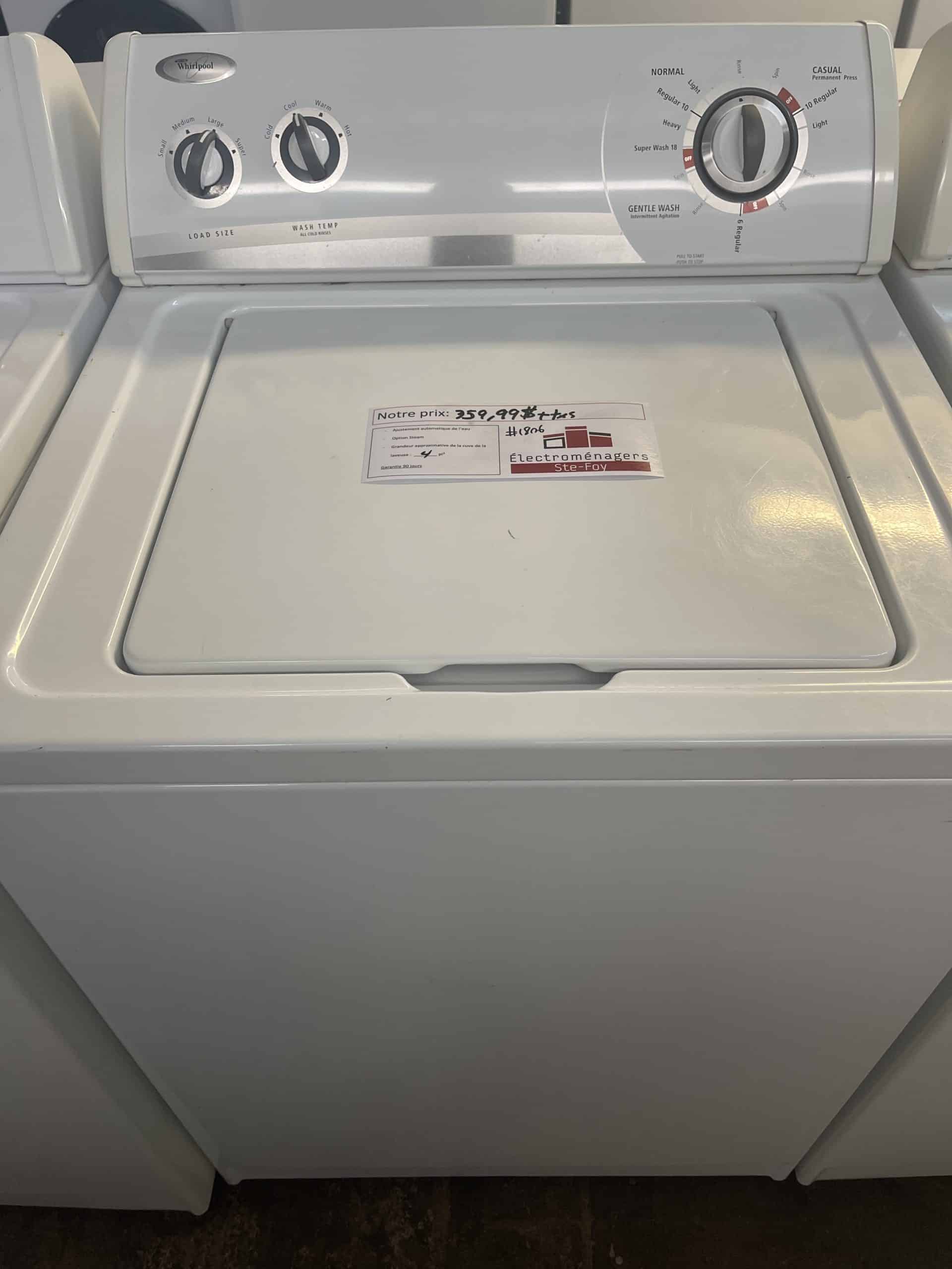 Laveuse Whirlpool (1806) Électroménagers SteFoy