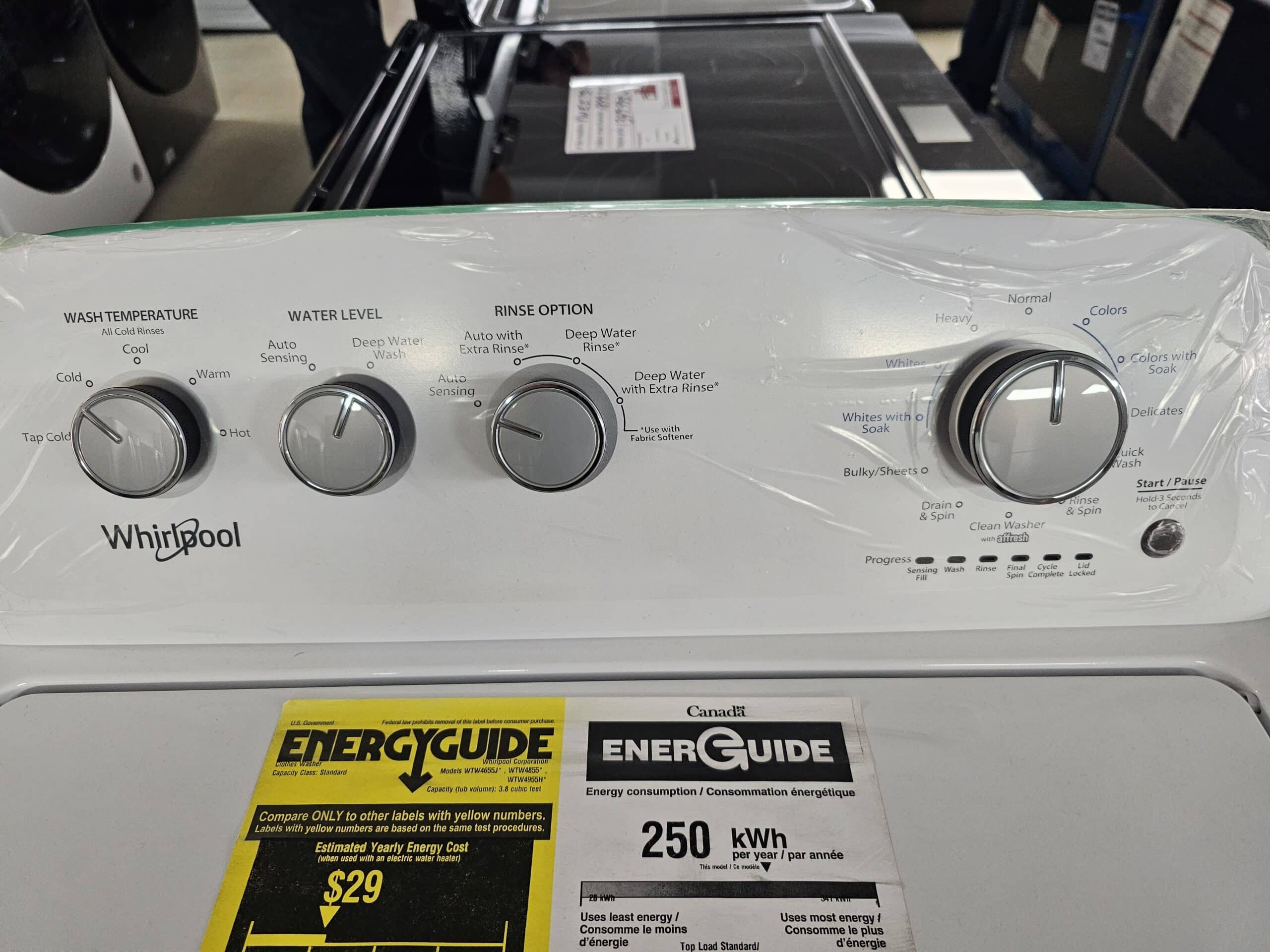 Duo laveuse sécheuse whirpool blanc modèle: WTW4855HW3 N/S: CC1601559 modèle: YWED4850HW N/S: MC1506052 (D) (#3809)