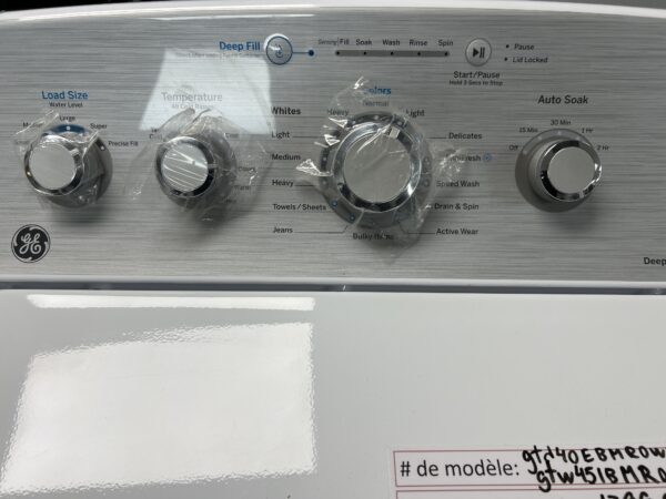 Duo Laveuse/Sécheuse GE Blanc Chargement Dessus S NM: GTD40EBMRWS NS: MV551899C L NM: GTW451BMR0WS NS: SV002550C (ni) (#4218)