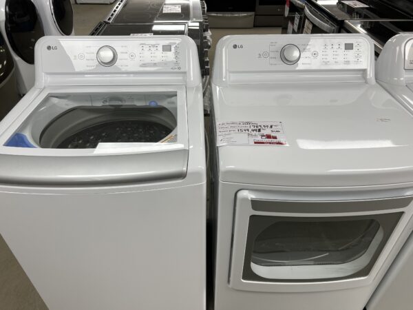 Duo Laveuse/Sécheuse LG Blanc Chargement Dessus L NM: WT7150CW NS: 305TWNM15071 S NM: DLE7150W NS: 306KWGG43415 (D) (#4558)